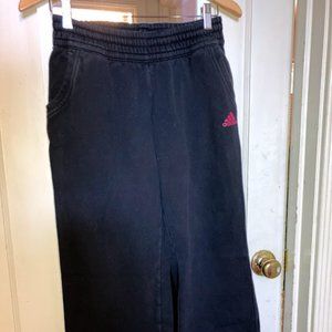 Black Adidas Sweats with Pink Logo